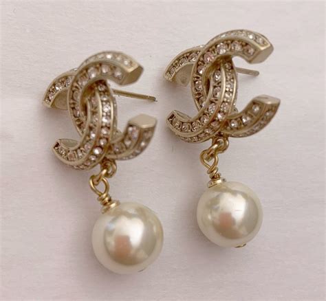 chanel cc pearl stud earrings|chanel cc stud earrings price.